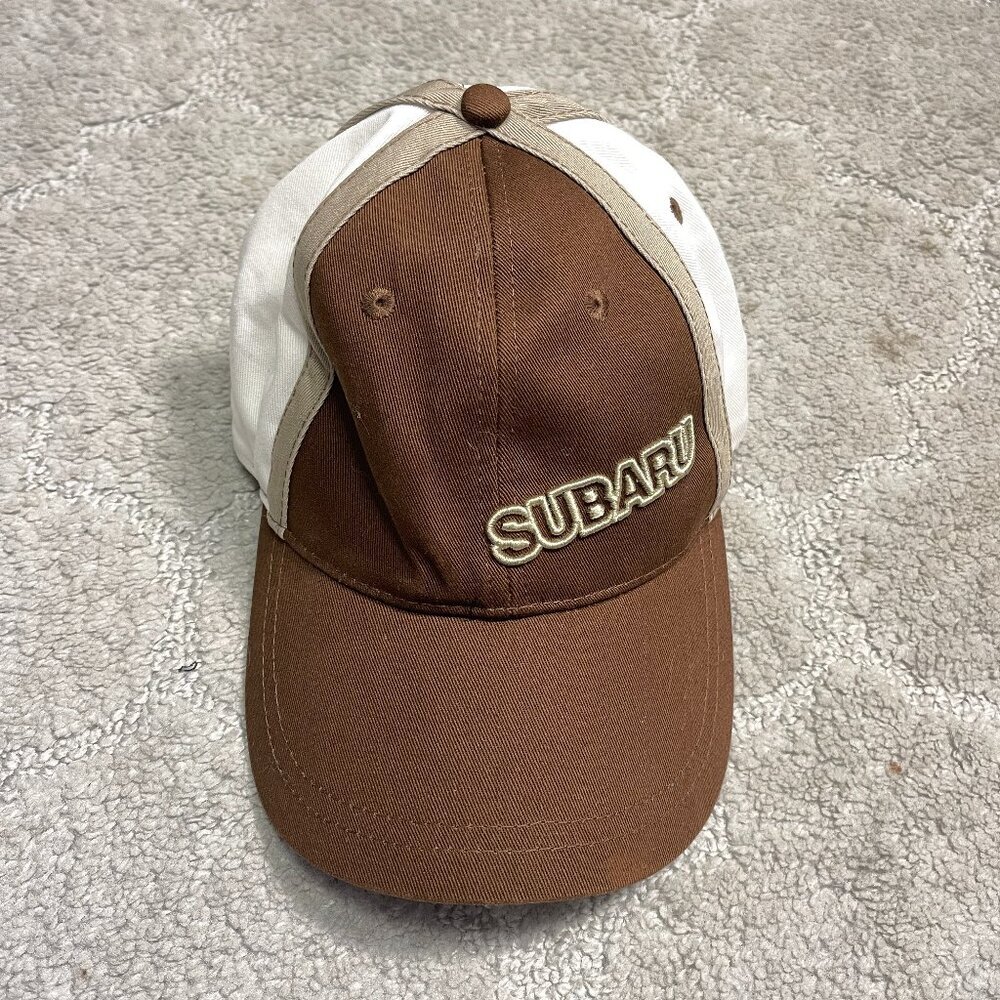 Hats Subaru Spellout Brown White Strapback Auto Basebal Trucker Cap Hat Moto
